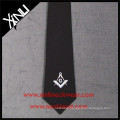 Black Ground White Logo Custom Cheap Silk Masonic Tie